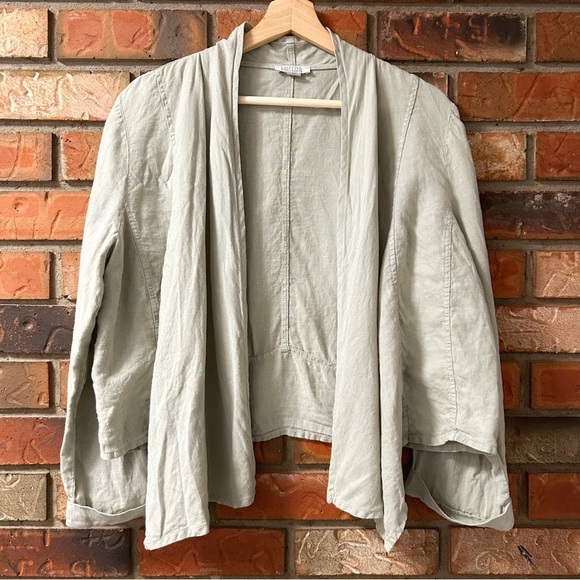 Dolcezza Linen Open Front Crop Cardigan Jacket - Picture 5 of 8